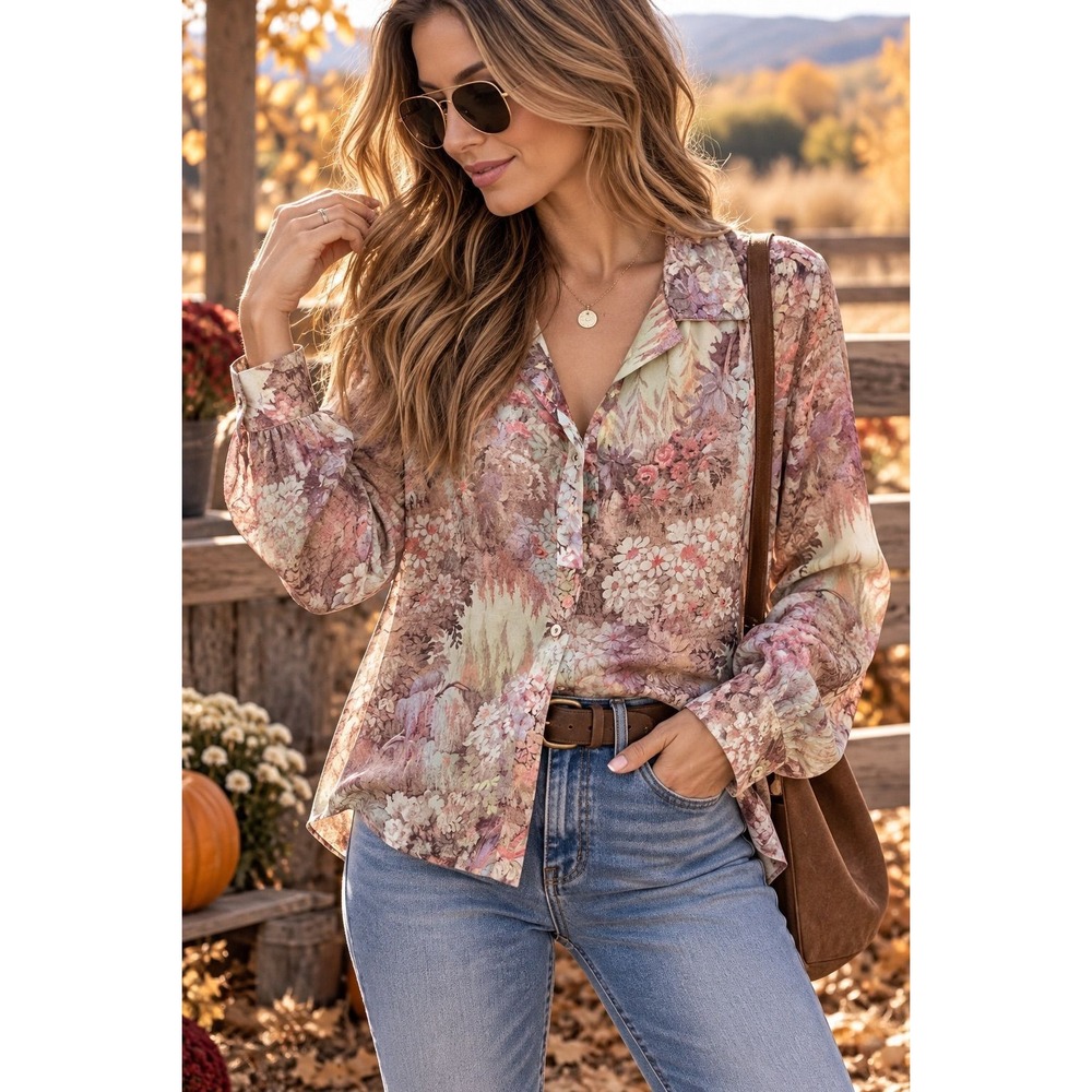 Vintage Lady Winn California by Teddi Floral Top – Romantic Boho Cottagecore